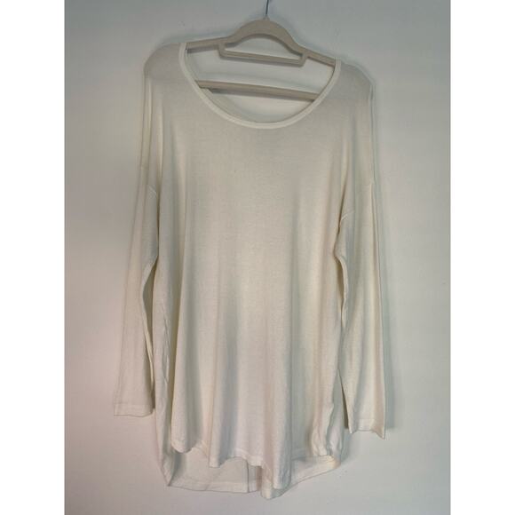 Soft Surroundings White Tunic Shirt Top Long Sleeves Large Zipper Statement - Picture 2 of 14